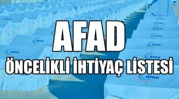Deprem Bölgesi İçin Öncelikli İhtiyaç Listesi